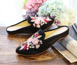 Breakj Single Shoes Cotton Shoes Pointed Shoes Muller Shoes Fashion National Style Women's Single Shoes Embroidered Cloth