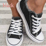 Canvas Shoes New Fashion Lace Up Denim Fabric Ladies Casual Shoes Larged-Size 35-43 Running Female Spring Trendy
