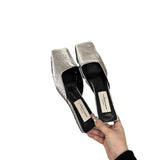 Temperament Bag Head Half Slippers Women's Spring And Summer 2025 New Square Head Silver Fashion Evening High And Women's