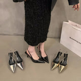 Summer Silver Heels Pointed Toe Women Pumps Fashion Slip on Slingbacks Shoes Ladies Sexy Heel Party Dress