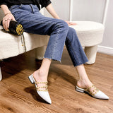 Breakj Heels 2025 Summer New Slippers Wearing Coarse Heel Low Heels Small Heel Half-Bag Pointed Cool Slippers