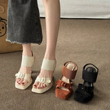 Breakj Side Thick Sole Fine Heel Sandals Women 2025 Summer New Belt Buckle Waterproof Toe High-Heeled