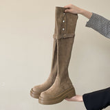 Breakj Version Of The Leisure Thick-Bottomed Long-Sleeve Boots Children's Sleeve Cylindrical Head 2025 Autumn And Winter New Thick Knee-Heeling Knight