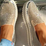 Women Flat Glitter Sneakers Casual Female Mesh Lace Up Bling Platform Comfortable Plus Size Vulcanized Shoes Zapatillas Mujer