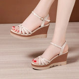 Heel High Heel Sandals Women's 2023 Summer New Style Muffin Thick Bottom Waterproof Table Size 41-43 Hundred Open Toe