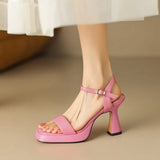 Breakj Buttoned Sandals Women Summer New 2025 Square Waterproof Table Horseshoes And Fairy Wind Heels High