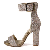 Breakj New Wedding Shoes Dinner Summer Toe Lichen Sexy Hollow Thick High Heel Sandals Foot Buckle