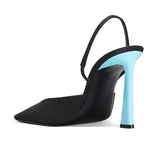 Women's Single Shoes Summer 2023 Square Toe High Heel Sandals For Women Slingback Concise Mixed Colors Designer