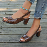 Breakj Sandals Women's Summer New Buckle Belt Back Empty Single Shoes Thick Heel High