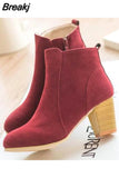 Autumn And Winter Short Cylinder Boots With High Heels Boots Shoes Boots Women Ankle Boots With Thick Scrub