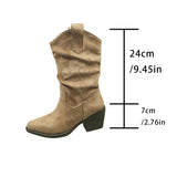 Breakj Retro Brown V-Mouth Pile In The Boots Women's Shoes 2025 Autumn And Winter Pointed Western Cowboy