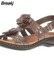 Summer Women Sandals New Hollow Out Wedge Flowers Casual Sandalias Retro Platform Ladies Comfortable Plus Size
