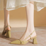 Breakj Sandals Women 2024 New Summer Fairy Not Tired Feet French Soft Leather Pointed Thick Heel High Heels