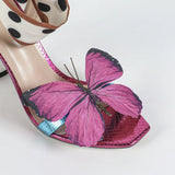 Breakj Women's High-Heeled Sandals Direct Phantom Butterfly Soft Ribbon Mirror Snake-Snake Elegant Women's