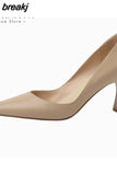 Size 33-40 Women Pumps Real Leather Sexy Solid High Heels Sheos For Women Pointed Toe Thin Heel Party Ladies