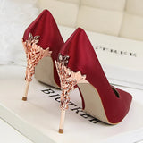 Breakj Korean Version Of Fashion Sexy Metal With Women's Shoes Thin Heel High Heel Shallow Pointed Silk Show
