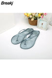 Flip Flops Women's Flat Transparent Beach Slippers Women Sandals Non-slip Summer Crystal Korean Bathroom Plastic Shoes