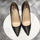 Gray Croc-Effect Embossed Women Sexy Stiletto High Heels Slip On Pointed Toe Fashion Pumps Designer Brand Party