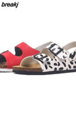 Fashion Double Buckle Cork Sandals 2023 New Women Summer Beach Casual Outside Non-slip Sandalias