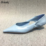 Arrival 2023 Spring Autumn Women Pumps Soild Low Heels Pu Leather Sandals Shallow Pointed Toe Designer Dress Party