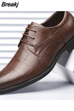 Casual Men Leather Big Toe Soft Sole Dress Versatile Business Lace-Up Summer Breathable Style 2023 Men Shoes Loafers