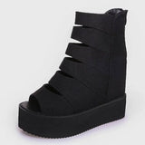 Gladiator Sandals Women Ankle Boots Female Summer Wedges Increased Platform Shoes Peep Toe Rome