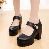 Breakj Head Shallow Mouth 8CM High Heels Waterproof Table Thick-Bottomed Cheongsam Shoes Model Show Shoes Magic Sticky Women Singles