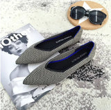 Womens Stretch knitted mixed color moccasins breathable cozy work shoes brief slip-on fashion ladies flats light driving