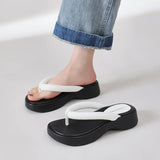 Size 35-39 Wedges Sandals Women Flip Flops Medium Heels Summer Shoes For Women 2023 Fashion Slippers Platform