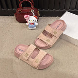 Breakj Word Buckle Magic Sticker Retro Slippers Thick Bottom Small Man To Increase The Design Of The Net Red Big Brand Flat For The Summer Cool