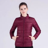 New Autumn Winter Women Ultra Light White Duck Down Jackets Candy Color Slim Short Design Warm Down