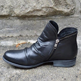 Breakj Autumn And Winter New Round Head And Double Zipper Short Boots Woman Martin Boots Woman Large Size