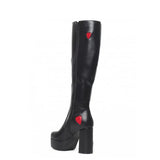 INS Brand New Women Boots Solid Zipper Mid Calf High Heel Platform Boots Women Heart Elegant Fashion Shoes