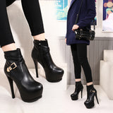 2023 New Fashion Super High Heels With Side Zipper Waterproof Platform Ankle Boots Women's Singles Shoes