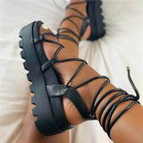 Sandals for Women 2022 Summer Woman Thick Bottom Platform Flats Women's Cross Strap Sandalias Female