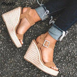 Ladies Shoes Platform Sandals Women Comfortable Wedges High Heels Pumps Sandalia Espadrilles Female Summer Plus Size