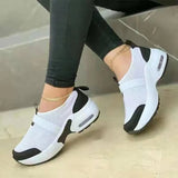 Women's Casual Shoes Solid Color Knitted Mesh Air Cushion Sneakers Comfortable and Lightweight Outdoor Non-slip Running