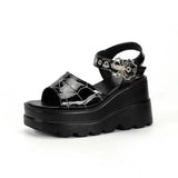 Breakj Summer New Gothic Sandals Punk Hottie 9Cm Spider Web Embroidery Spider Buckle Women's
