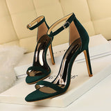 Breakj Fashion And Simple Summer High Heels Women's Ultra High Heel Suede With Open Toe