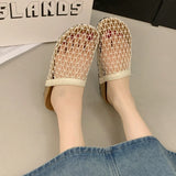 Breakj Woven Woven Half Slippers Women Summer Wear 2025 New French Dress Cool Slippers Roman Sandals