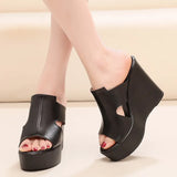 Breakj Hollow Waterproof Table Thick Bottom One-Word Drag High Slope And Fitting Room Slippers Soft Bottom Loose Cake 4243 Women Cold