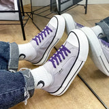 Women's Canvas Shoes 2024 Spring Lace Up Round Toe Causal Flat Shoes Student Sneakers Girls Skateboard Vulcanized Tennis
