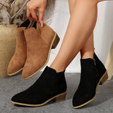 Breakj Size 2025 Autumn/Winter And Ankle Boots Tip Side Zipper With Coarse And Martin Boots Solid