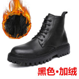 Breakj Winter New Thick Bottom Add Velvet 6 Hole British Wind Trend Martin Boots Warm Plus Fur Men's Ankle Boots