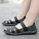 Sandals Handmade Woven Flat Shoes Woman 2020 Summer Fashion Breathable Casual Slip-On Colorful Female
