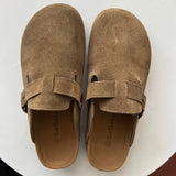 Spring Women's Closed Toe Slippers Cow Suede Leather Clogs Sandals For Women Retro Fashion Garden Mule Clog Slides