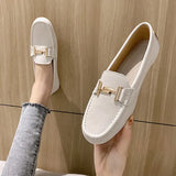 Metal Buckle genuine leather shoes woman work flats breathable cowhide mocasines mujer luxury oxford shoes for