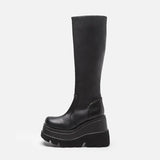 Breakj Gothic Style Thick-Bottomd Long-Sleest Locomotive Rider Boots But Knee-High-Skinned Boots