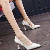 Women's Singles Shoes Summer French Fairy High Heels Light Mouth Solid Color Black Sexy Ladies Office Work