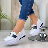 Breakj Autumn 2023 Thick Bottom Round Head Solid Color Women 40-43PU Light-Mouthed Women's Flat-Soled Single